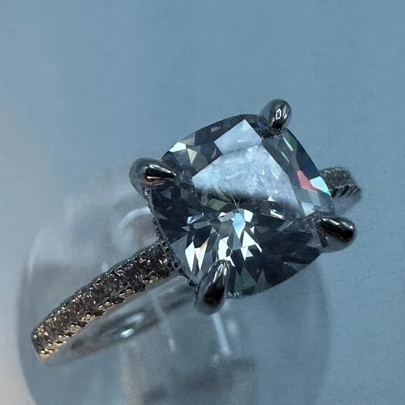 Womens Silver Plated Brass Ring Cubic Zirconia - Picture 11 of 15